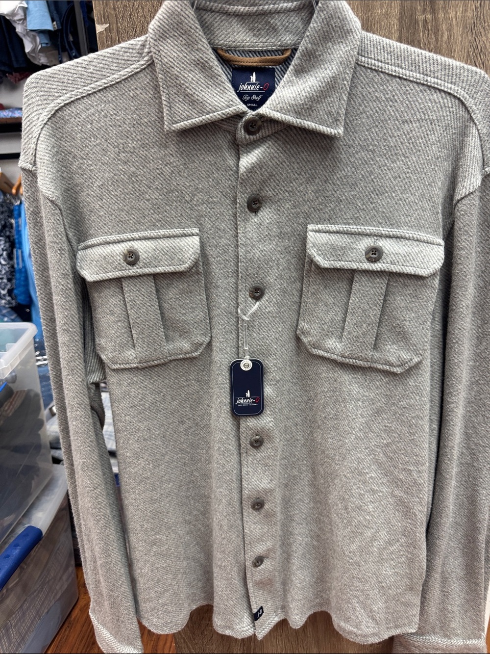 johnnie-O Men's Light Gray Button-Up Shirt Jacket